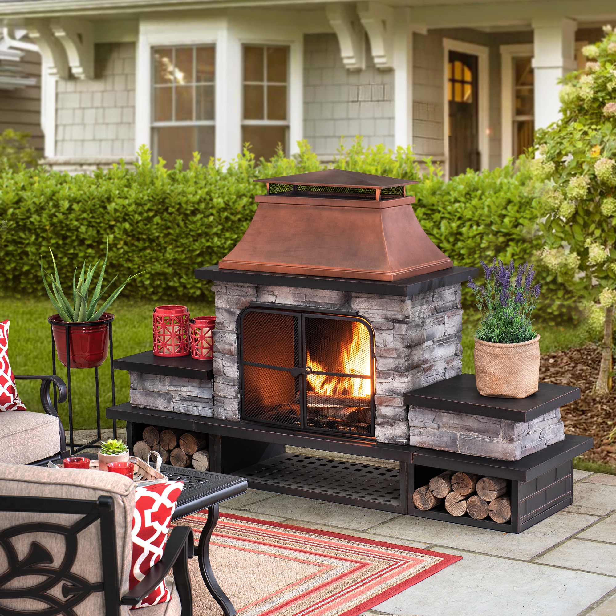 Sunjoy Copper Steel Outdoor Wood-Burning Fireplace 168820 at Lowes.com