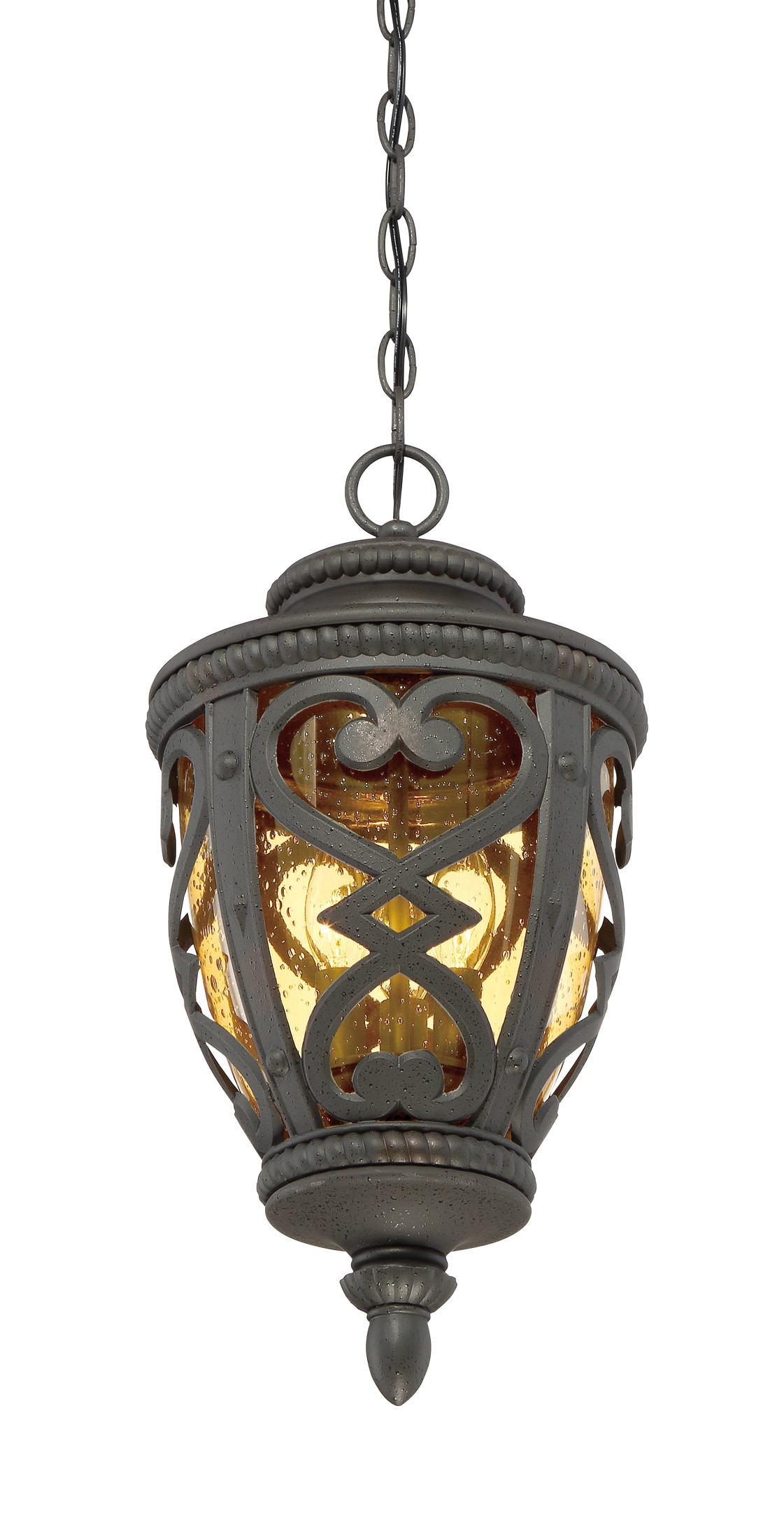 allen + roth Grandura 3-Light Black Iron Traditional Tinted Glass