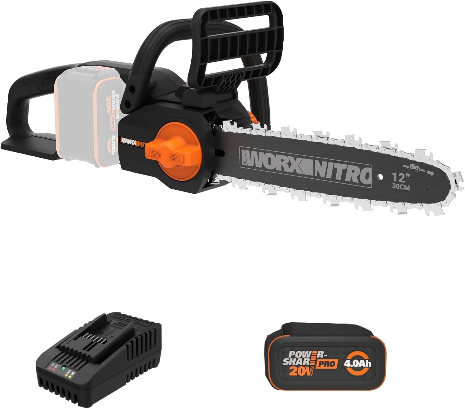 WORX 20-volt 12-in Battery 4 Ah Chainsaw (Battery and Charger