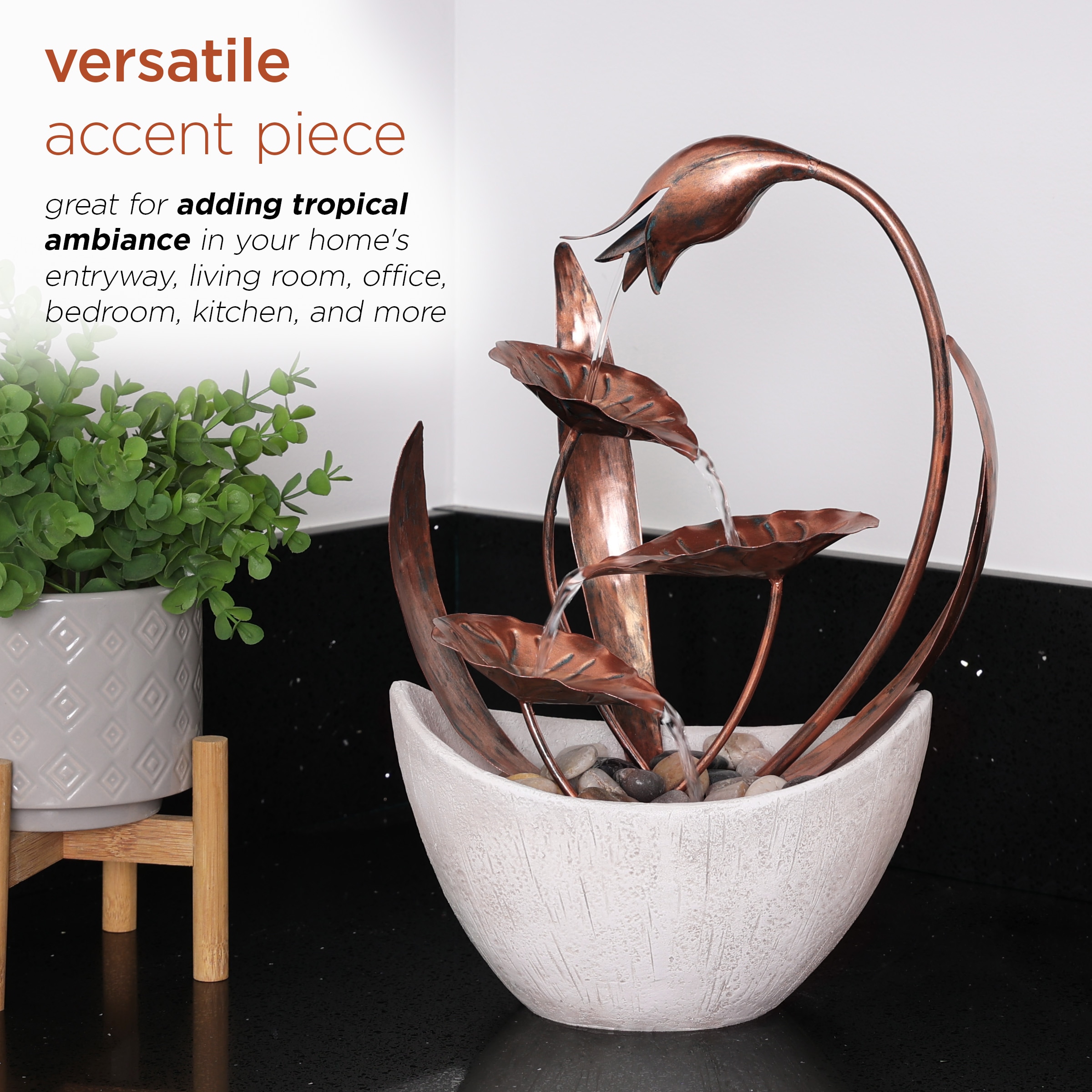 Alpine Corporation 15-in Metal Tabletop Indoor Fountain ZEN918 at