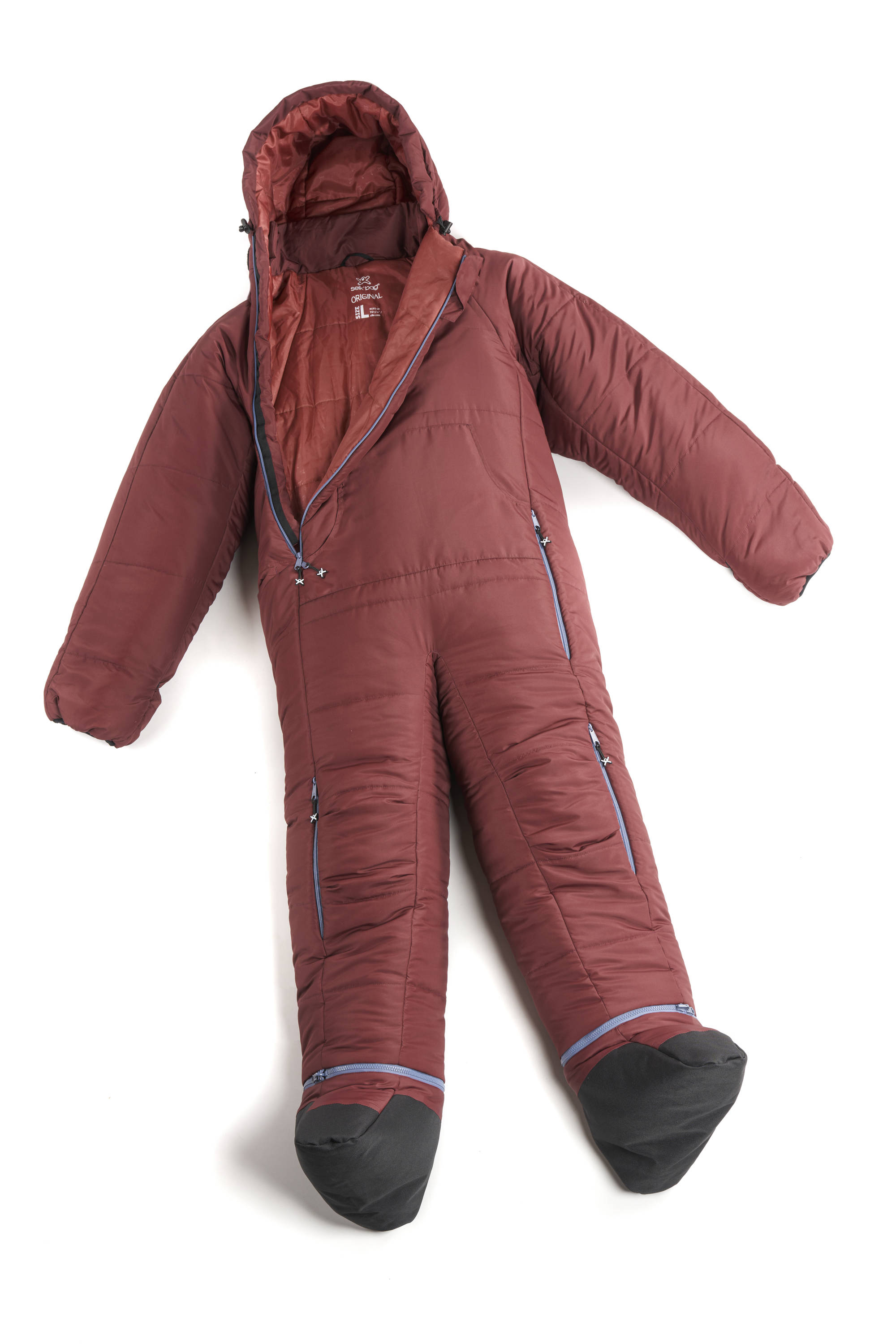 Selk'bag Original Recycled Wearable Sleeping Bag- Burgundy Earth