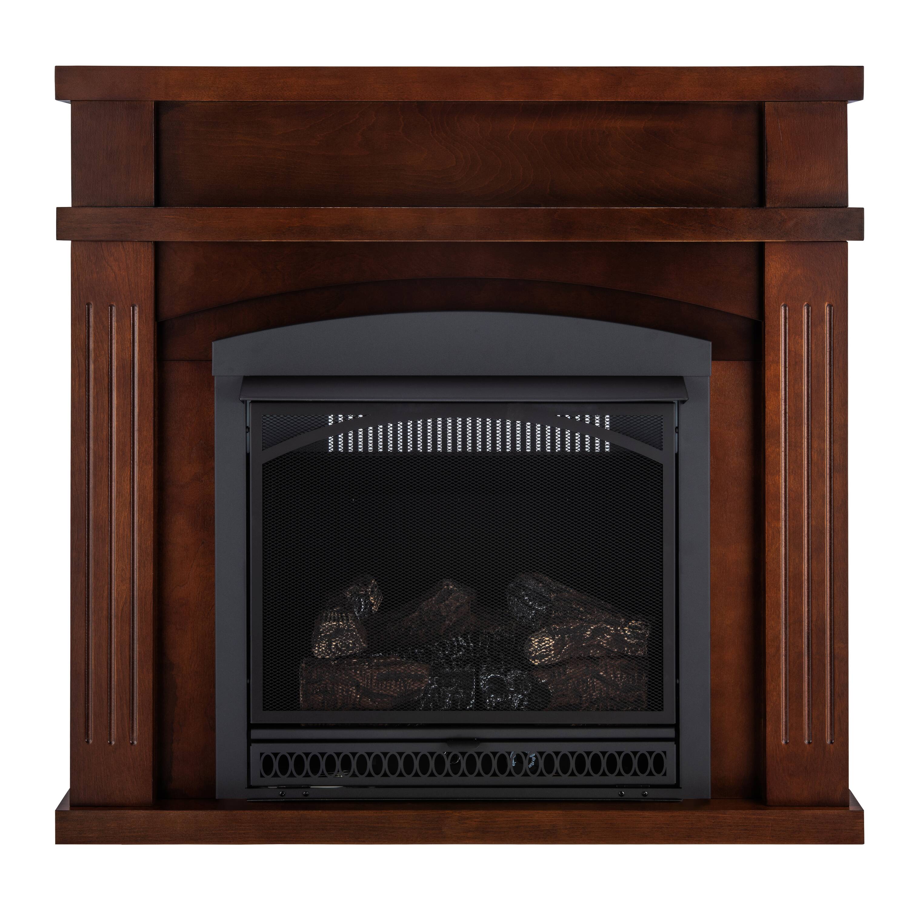 allen + roth 36.5-in Walnut Ventless Natural or Liquid Propane Gas
