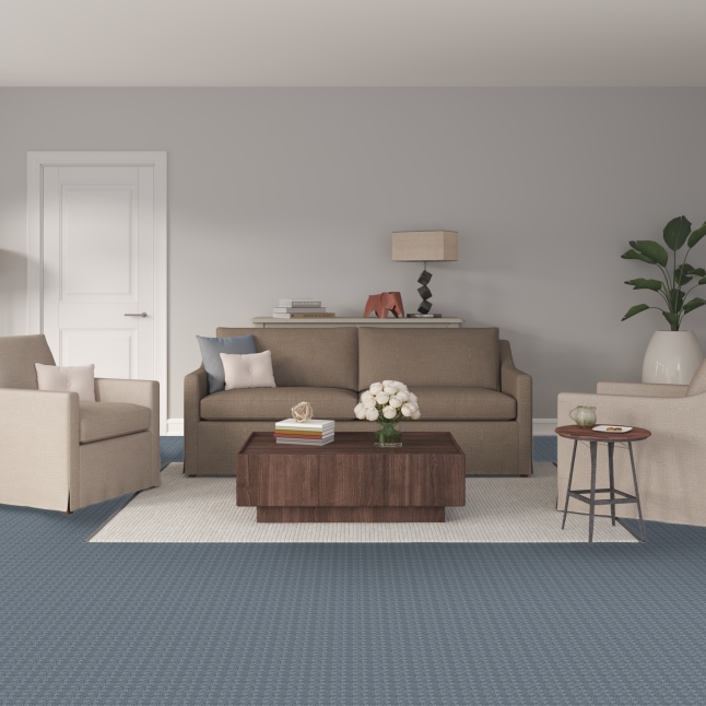 STAINMASTER Impeccable charm Denim Blue 38-oz sq yard Polyester