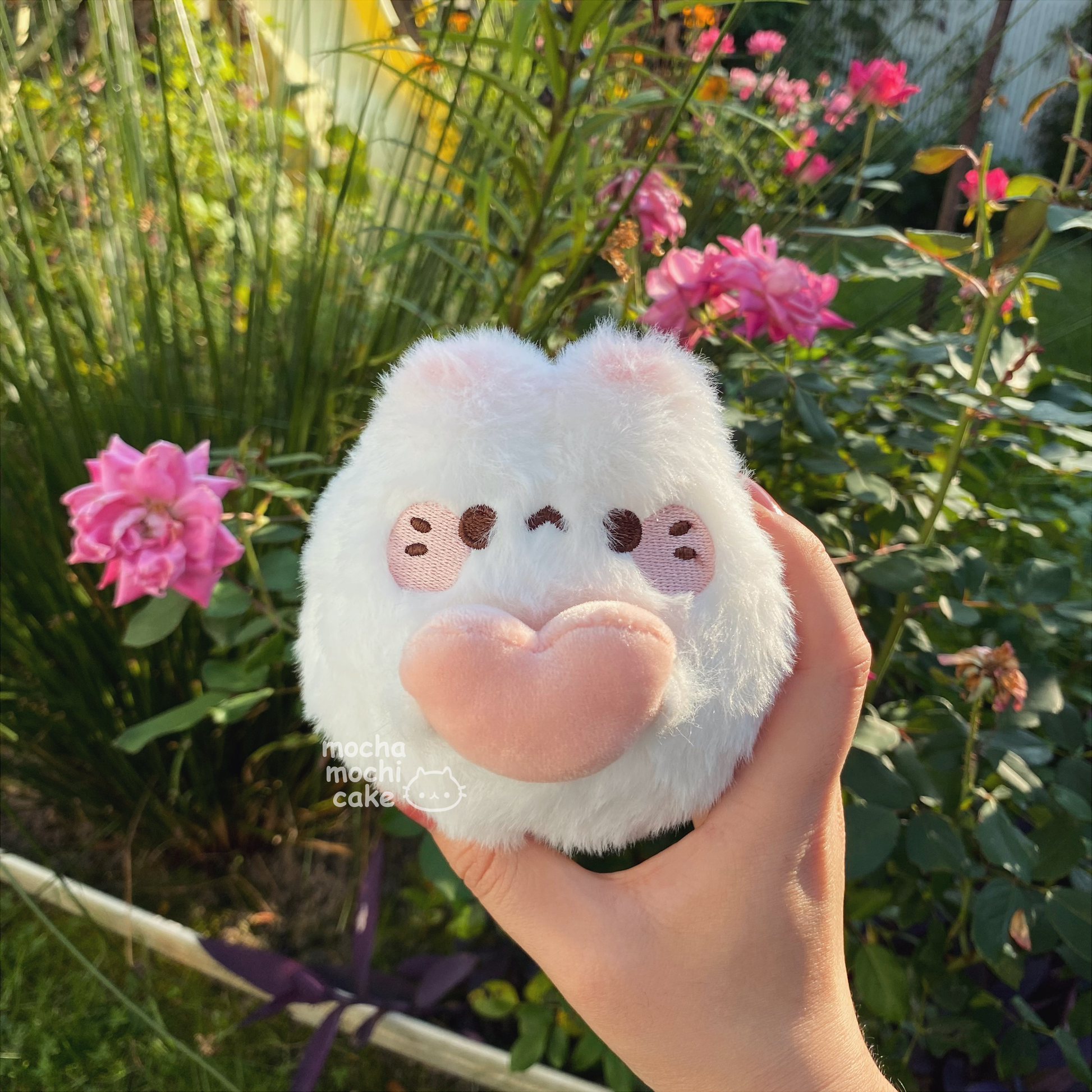 Fluffy Chonky Heart Kitty Plush Keychain – mochamochicake