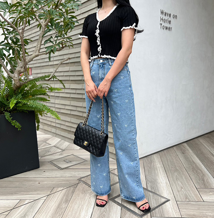 SALE】リボン柄デニムパンツ/1カラー