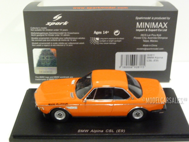 BMW Alpina B2S 3.0 CSL (e9) Orange 1:43 S2811 SPARK diecast model