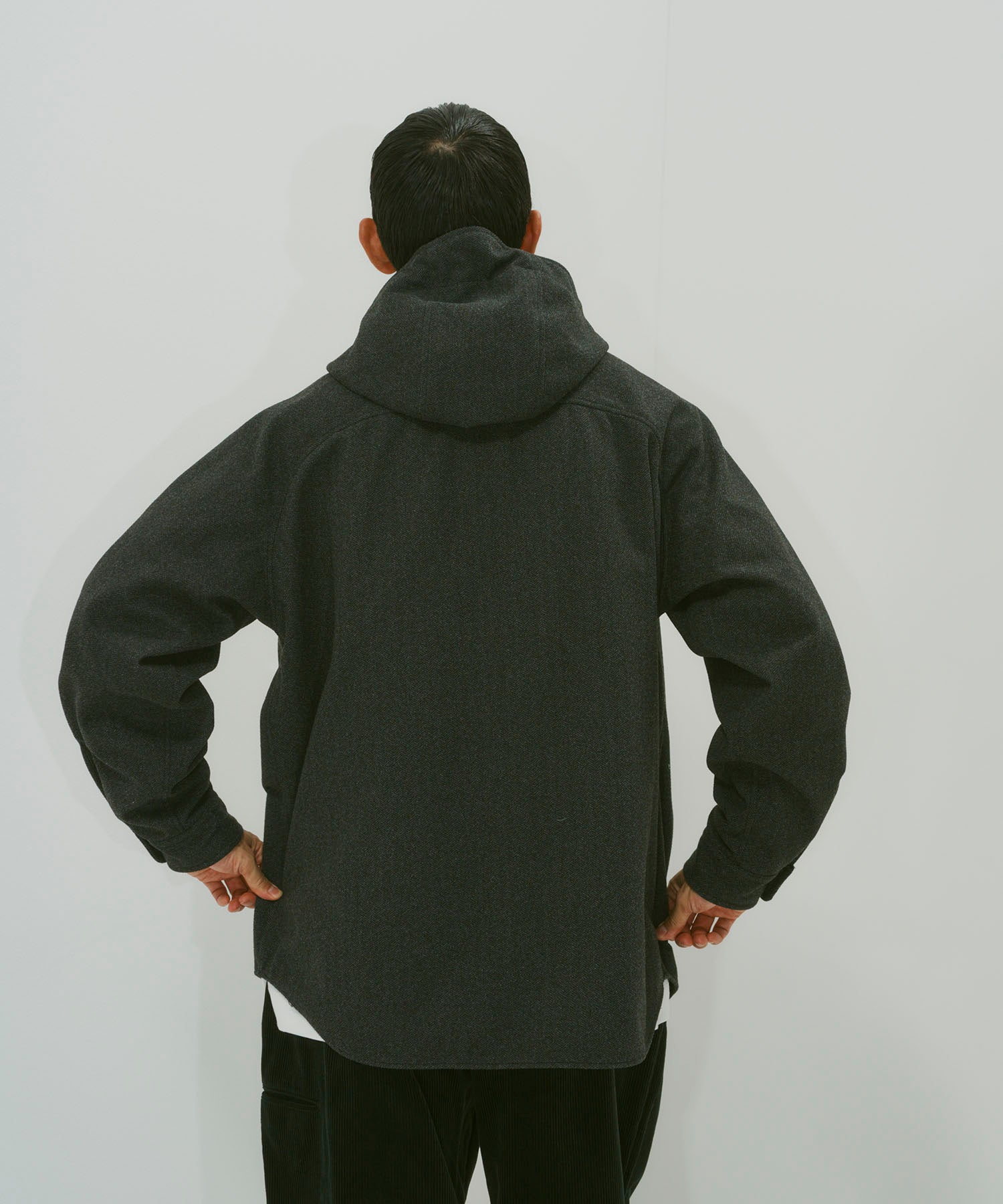 TWEED KNIT HOODED SHIRT