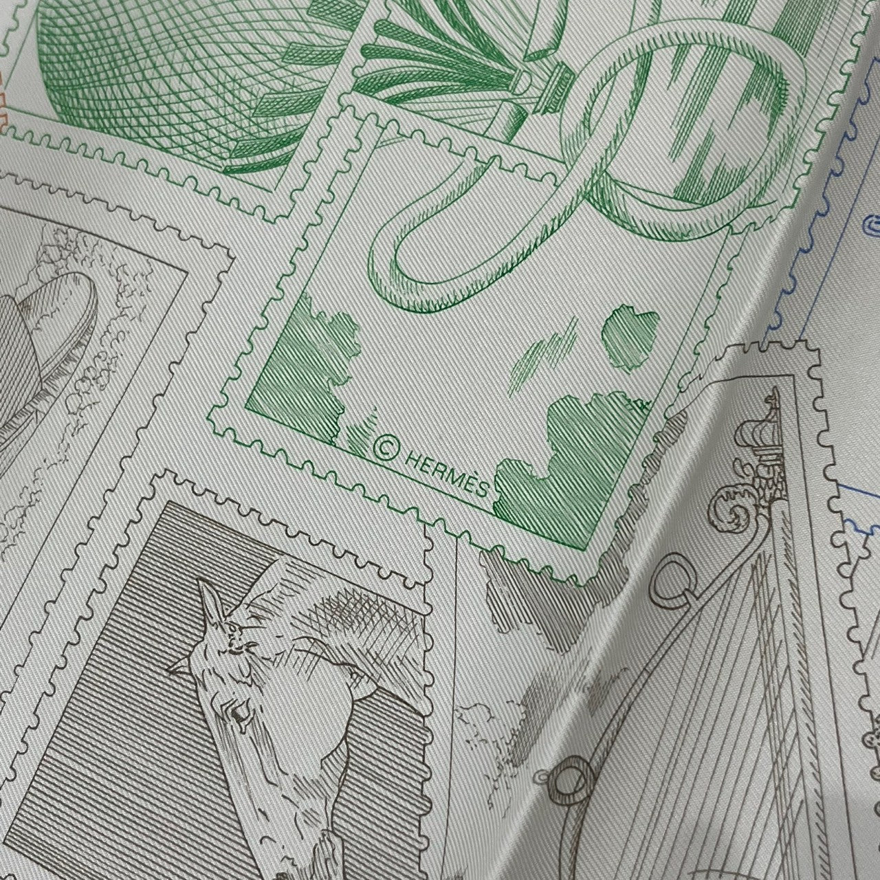 新品未使用】 Hermes エルメス カレ 90 《フォーブルの切手愛好家