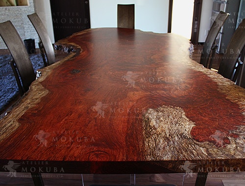 ダイニングテーブルxブビンガ【福島県 個人住宅】ブビンガ（瘤杢）一枚