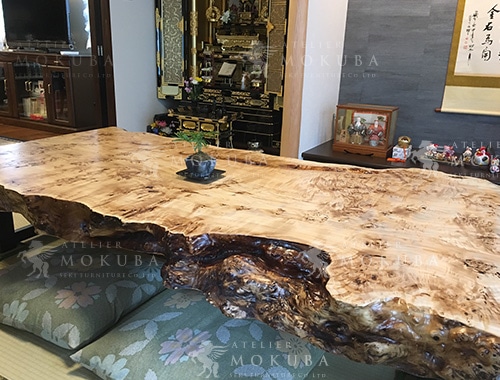 ローテーブルxポプラ【東京都多摩市】ポプラコブ杢 座卓 | 一枚板