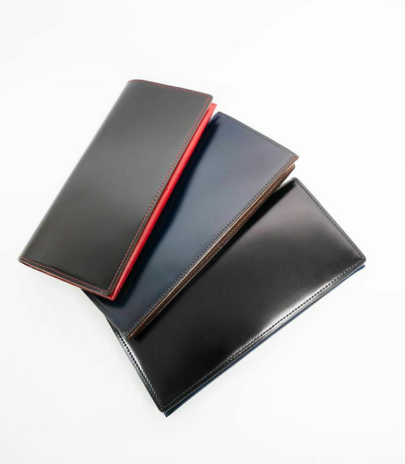 ファスナー付ササマチ長財布｜コードバン＆シラサギレザーコードバン