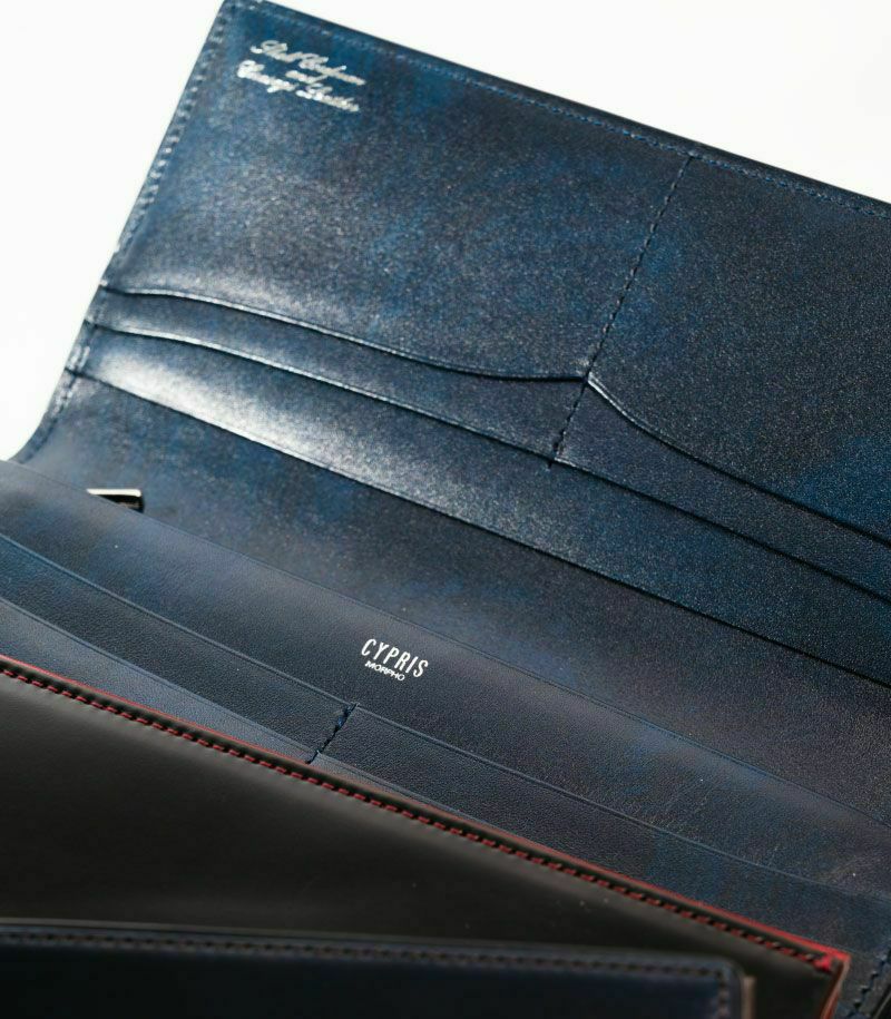 ファスナー付ササマチ長財布｜コードバン＆シラサギレザーコードバン