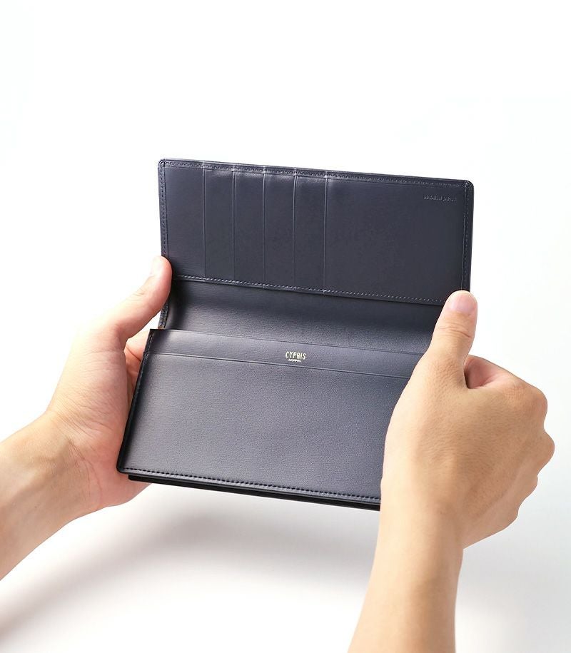ファスナー付き通しマチ長財布｜ボックスカーフ |革製品CYPRIS