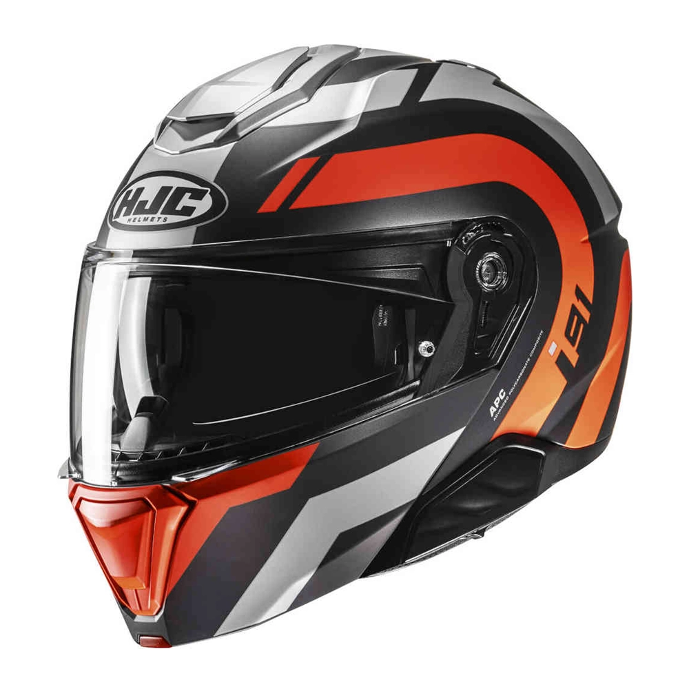 HJC i91 Arven Helmet Black/Orange/Silver • Motoee.com