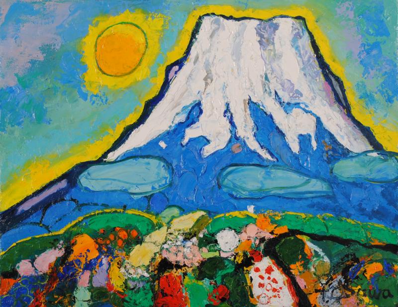 富士山の絵画を油絵で描いた大沢武士の富士山の絵「青富士・5」を通販
