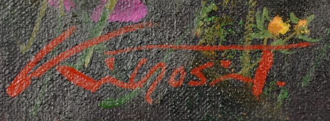 花の絵画を油絵で描いた田中清の花の絵「水辺のコスモス」をご購入