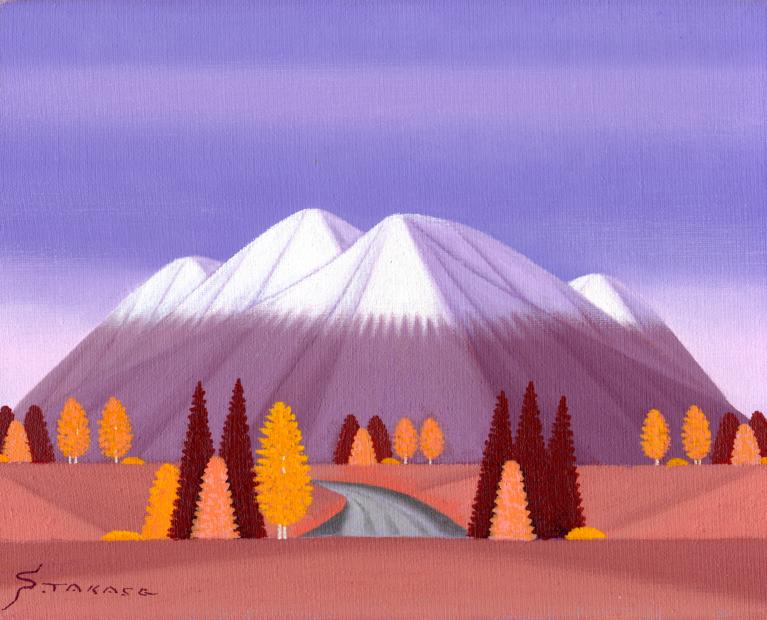 絵画の油絵で高瀬三郎が描いた長野県の山の絵「新雪の乗鞍岳」を通販で販売