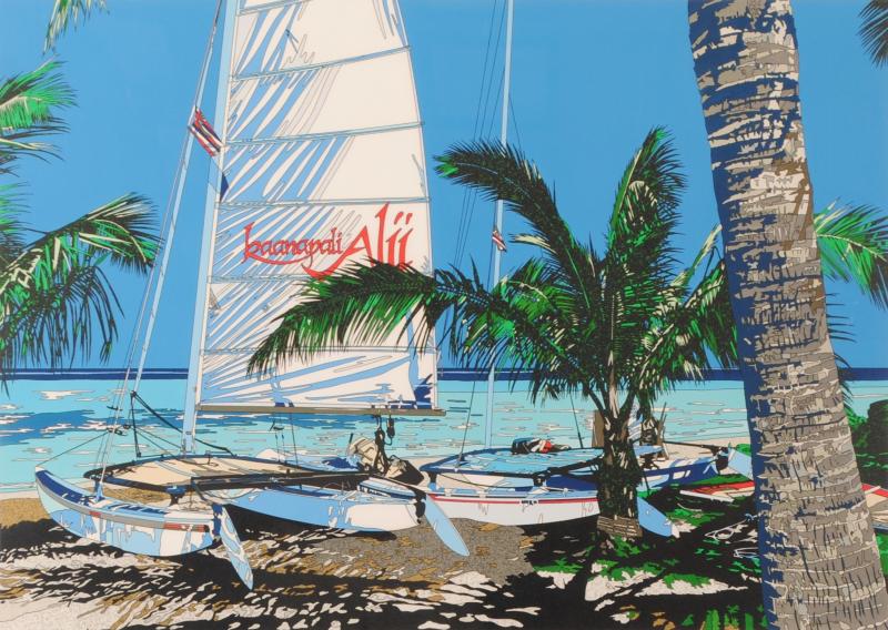 海の絵画をリトグラフの版画で制作した鈴木英人のハワイの海の絵