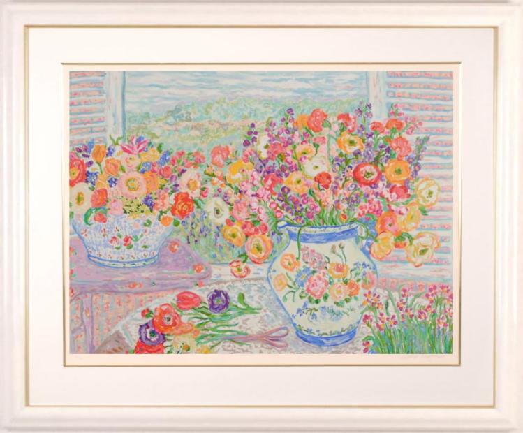 花の絵をシルクスクリーンの版画で制作したレスリー・セイヤーの花の絵