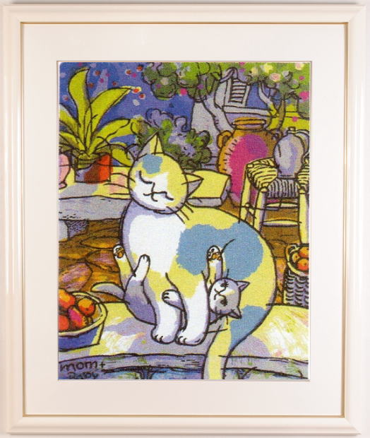 マイケル・ルーのポップアートの猫の絵画「マム＆ベイビー」を通販で販売