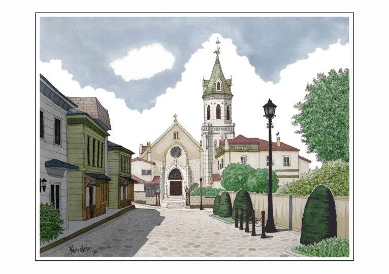 好評のリトグラフ集Ⅰ・風景画（小原雅夫作品） - 函館のカトリック