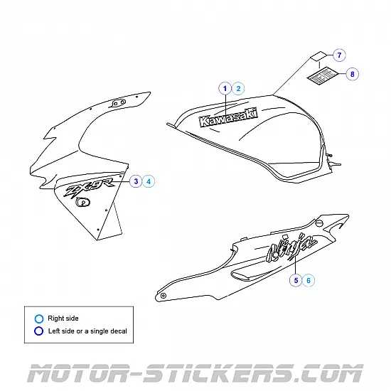 Kawasaki ZX-9R 1998 decals
