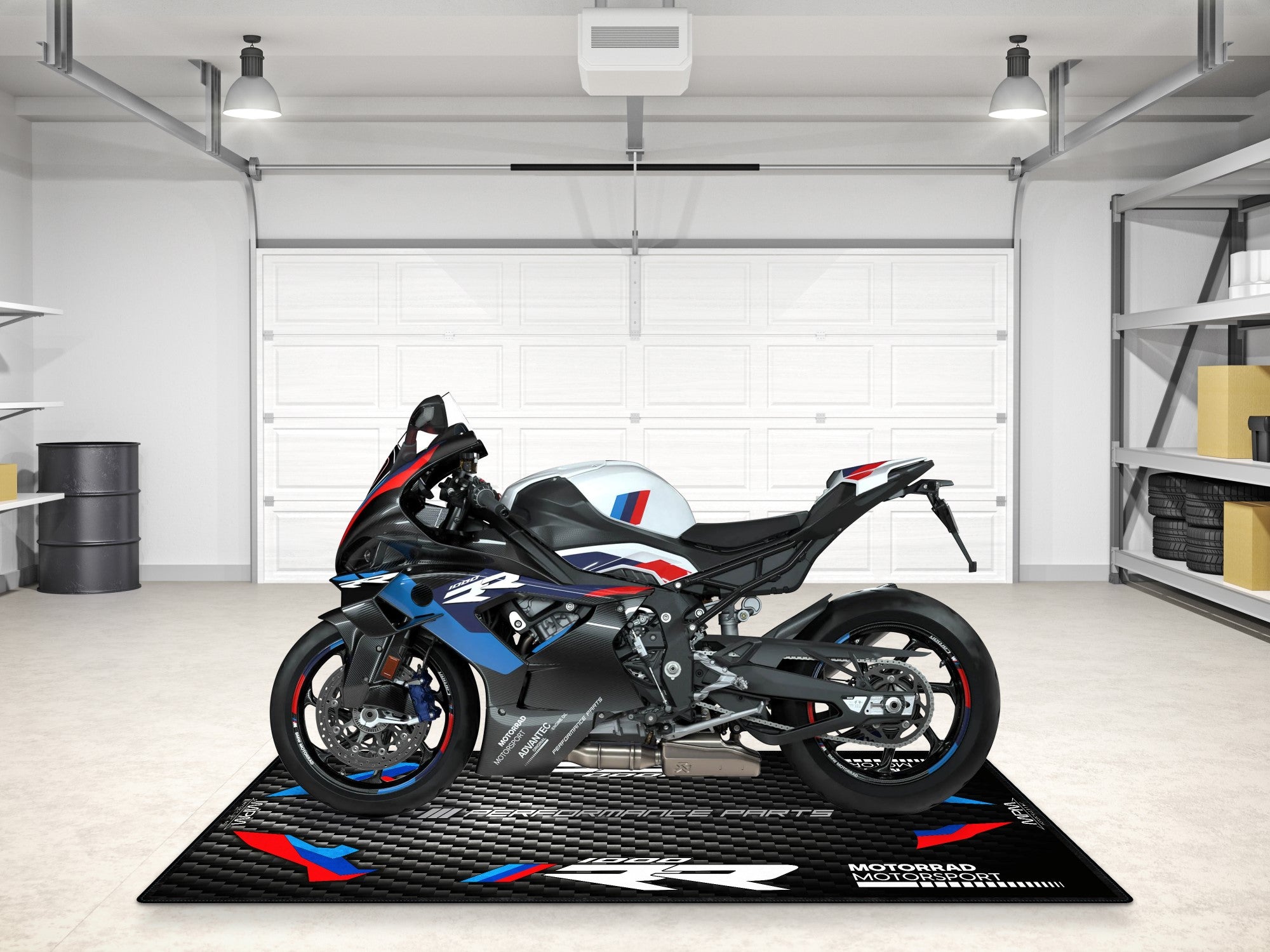 BMW M1000RR Motorcycle Garage & Pit Mat | MM7161 – MPM Motorcycle Mat