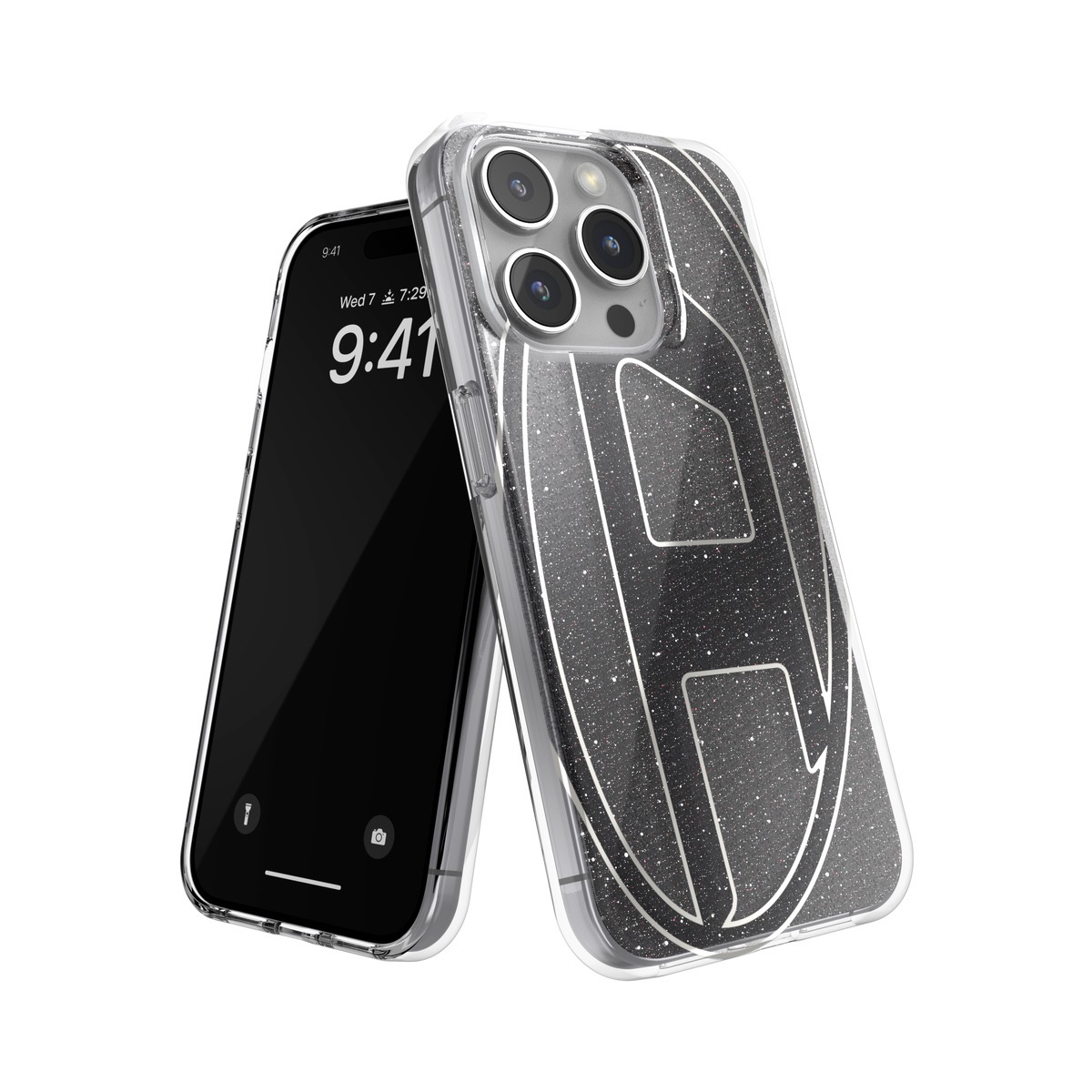DIESEL Oval D Glitter Black iPhone 15 Pro〔ディーゼル〕 – 海外輸入