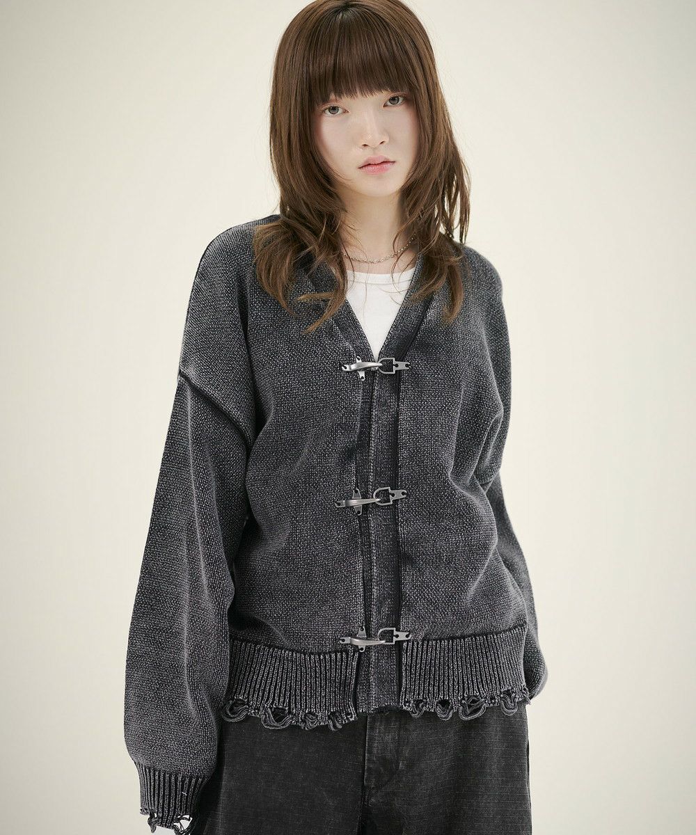 ファイヤーマンダメージスプリングニットカーディガン | MSG