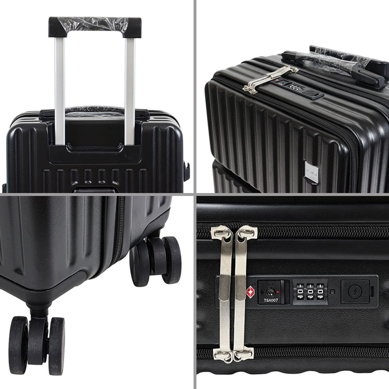 USBポート付きフロントオープン Wキャスター キャリーケース S