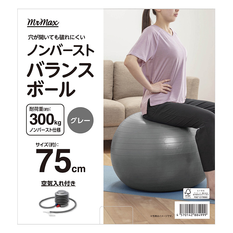ノンバーストバランスボール 75cm グレー ｜ ミスターマックス