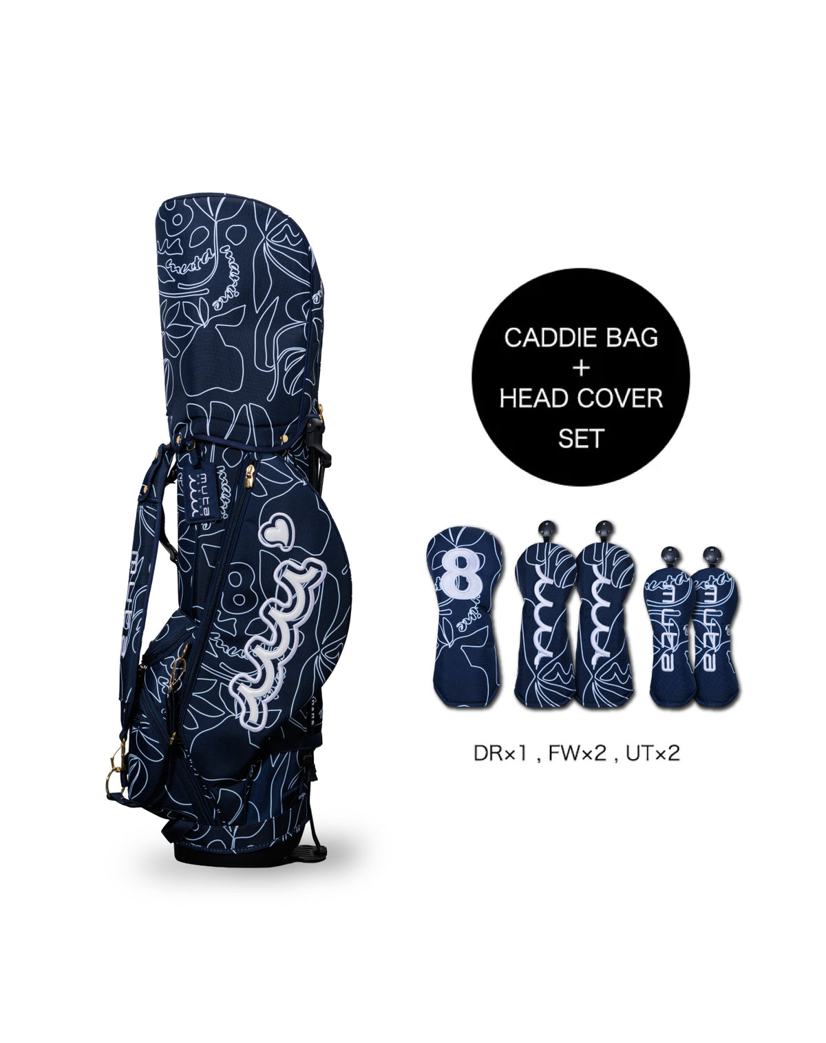 スタンドキャディバッグ＆ヘッドカバーセット(フローラル) [全3色