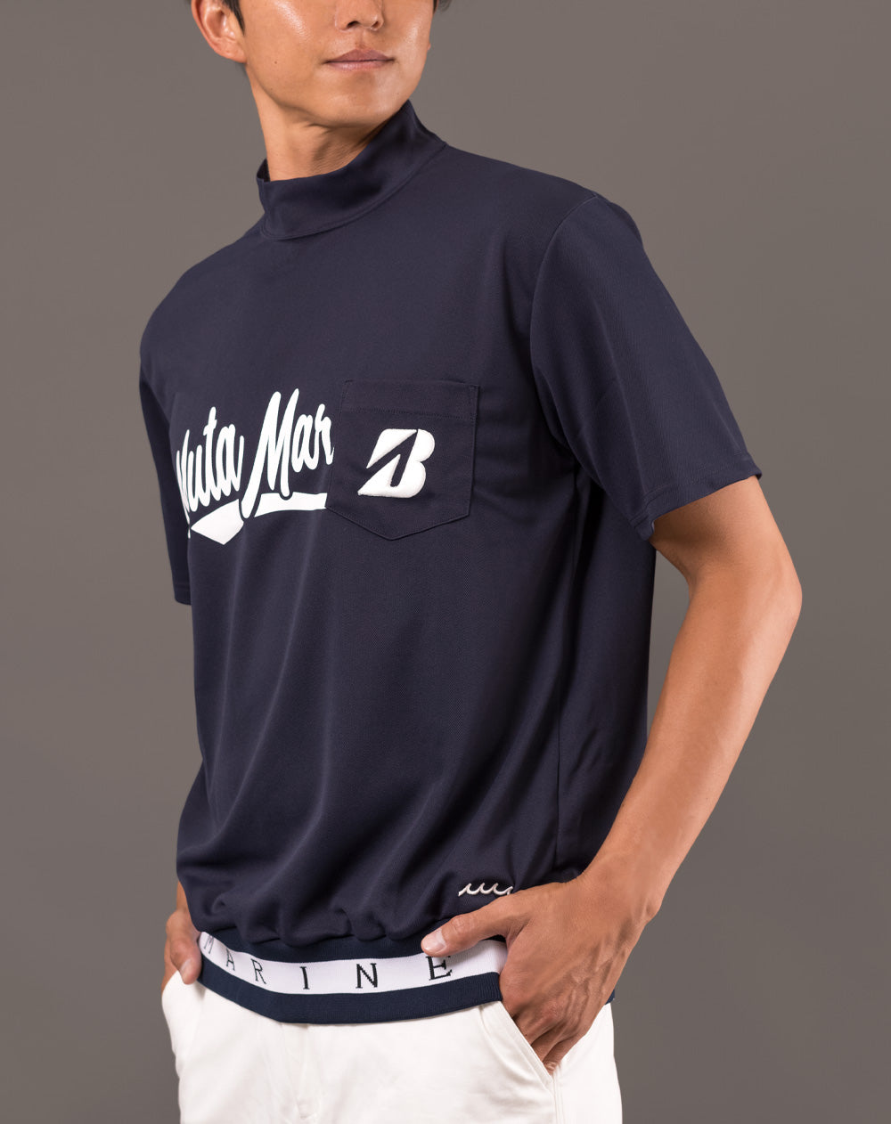 WEB限定］ブリヂストンゴルフ × muta MARINE ヘムリブモックネック