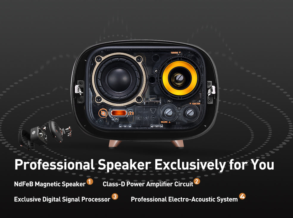 MUZEN Knight Black Portable FM Radio & Bluetooth Speaker | Muzen Audio