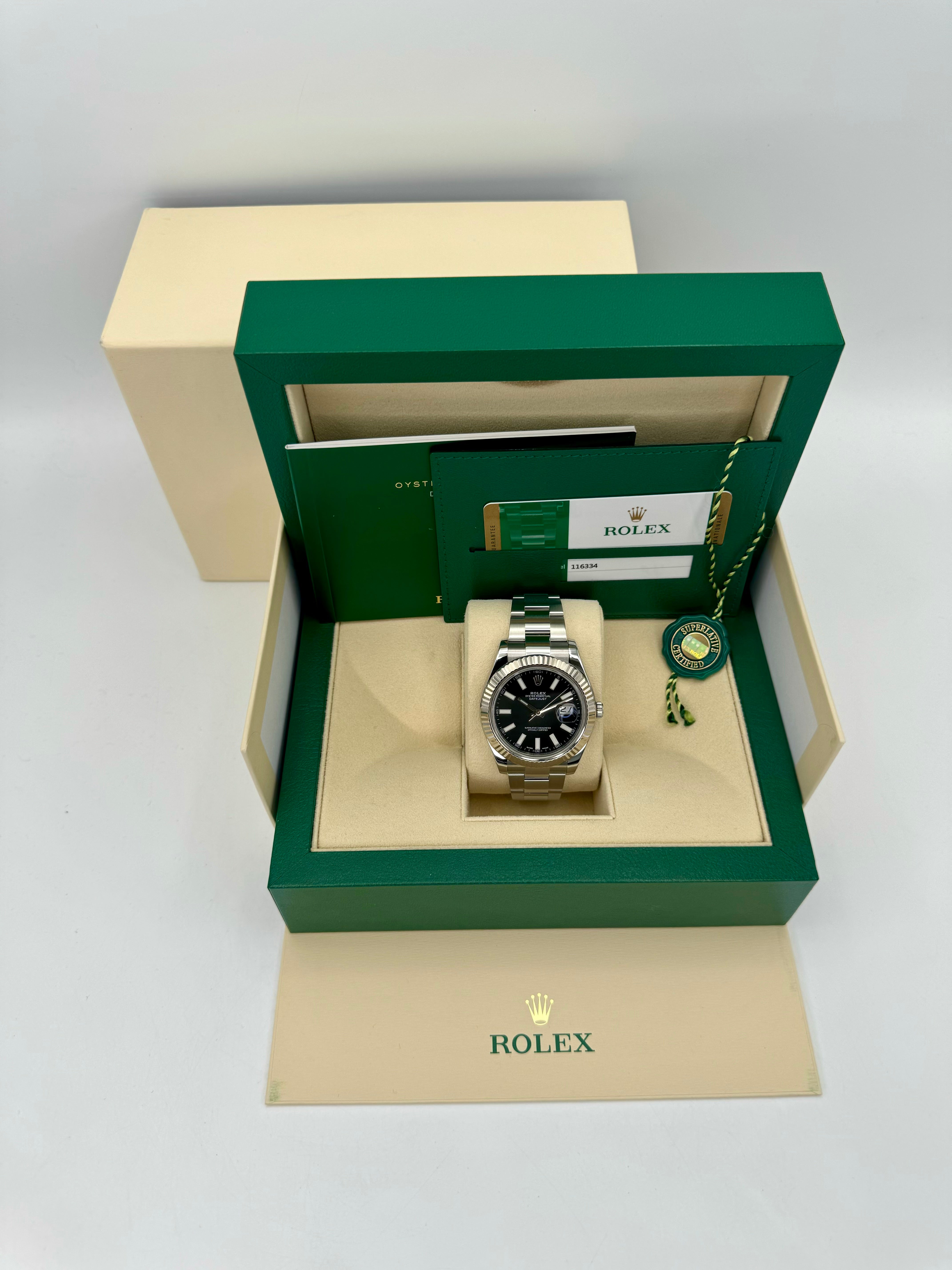 2017 Rolex Datejust II 41mm 116334 Stainless Steel Oyster Black Dial