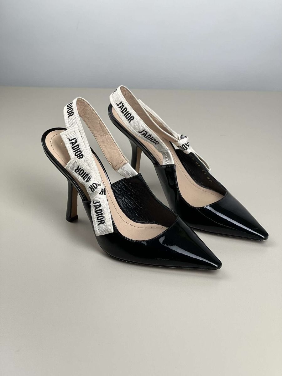 Dior J'ADIOR SlingBack Pump In Black Patent Calfskin Leather 37