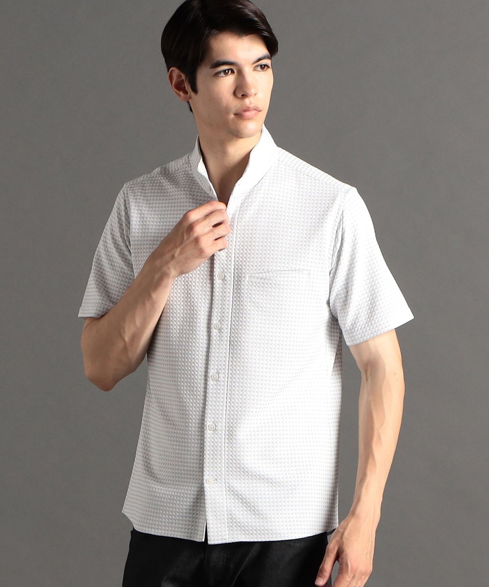 ex/tra】ギンガムチェック スタンドカラー半袖シャツ｜半袖｜ニコル