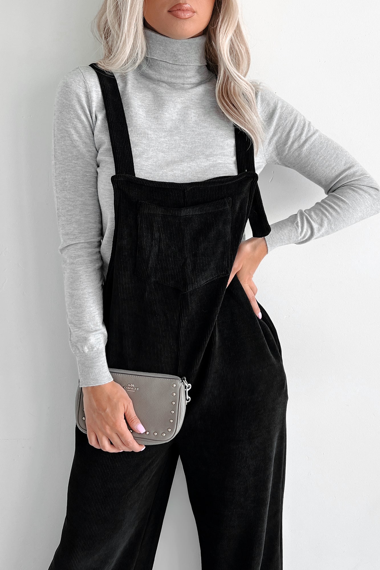 Playful Impression Soft Corduroy Overall Jumpsuit (Black) · NanaMacs