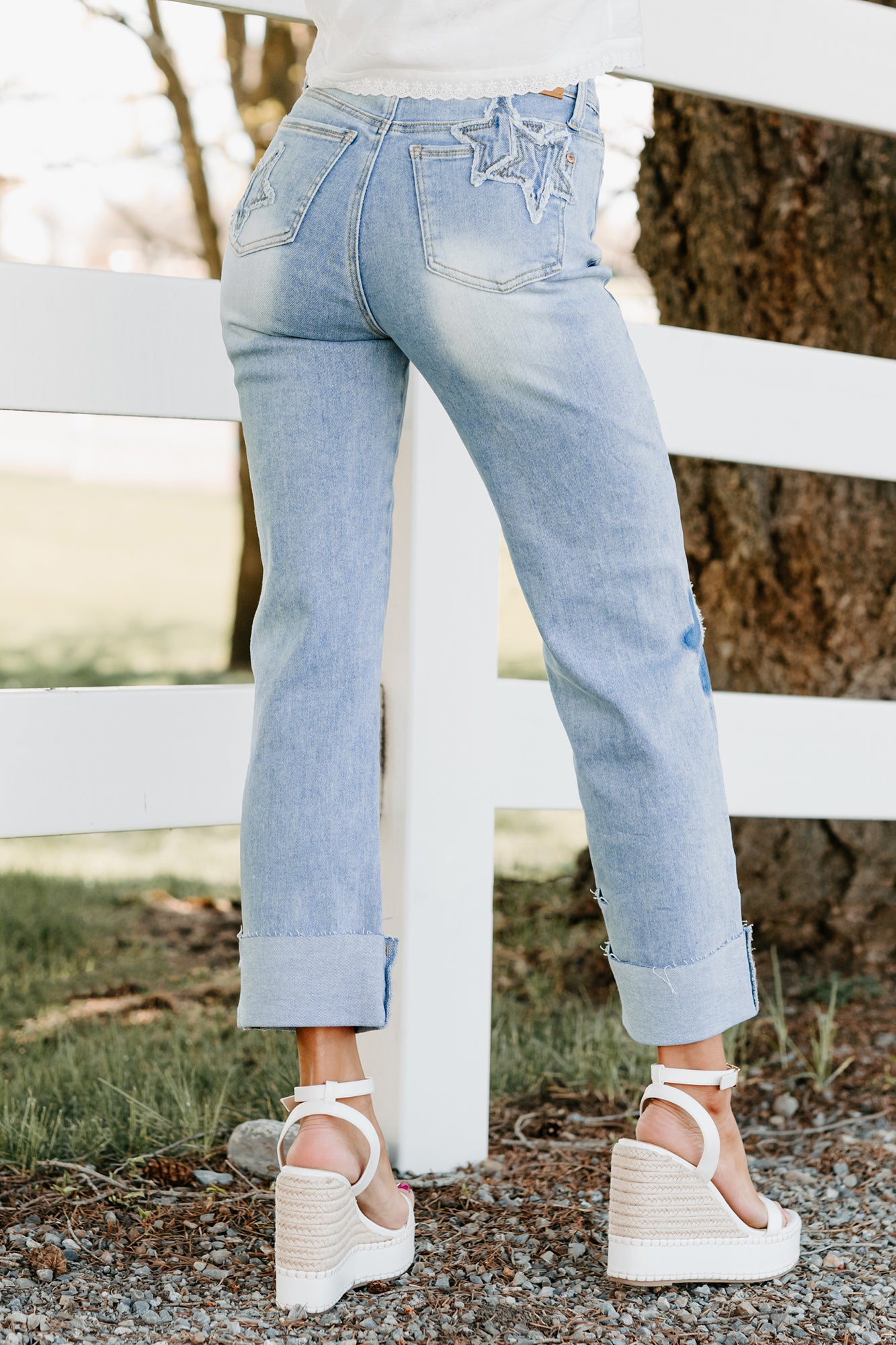 Freya Star & Heart Patch Saige Denim Jeans (Light) · NanaMacs