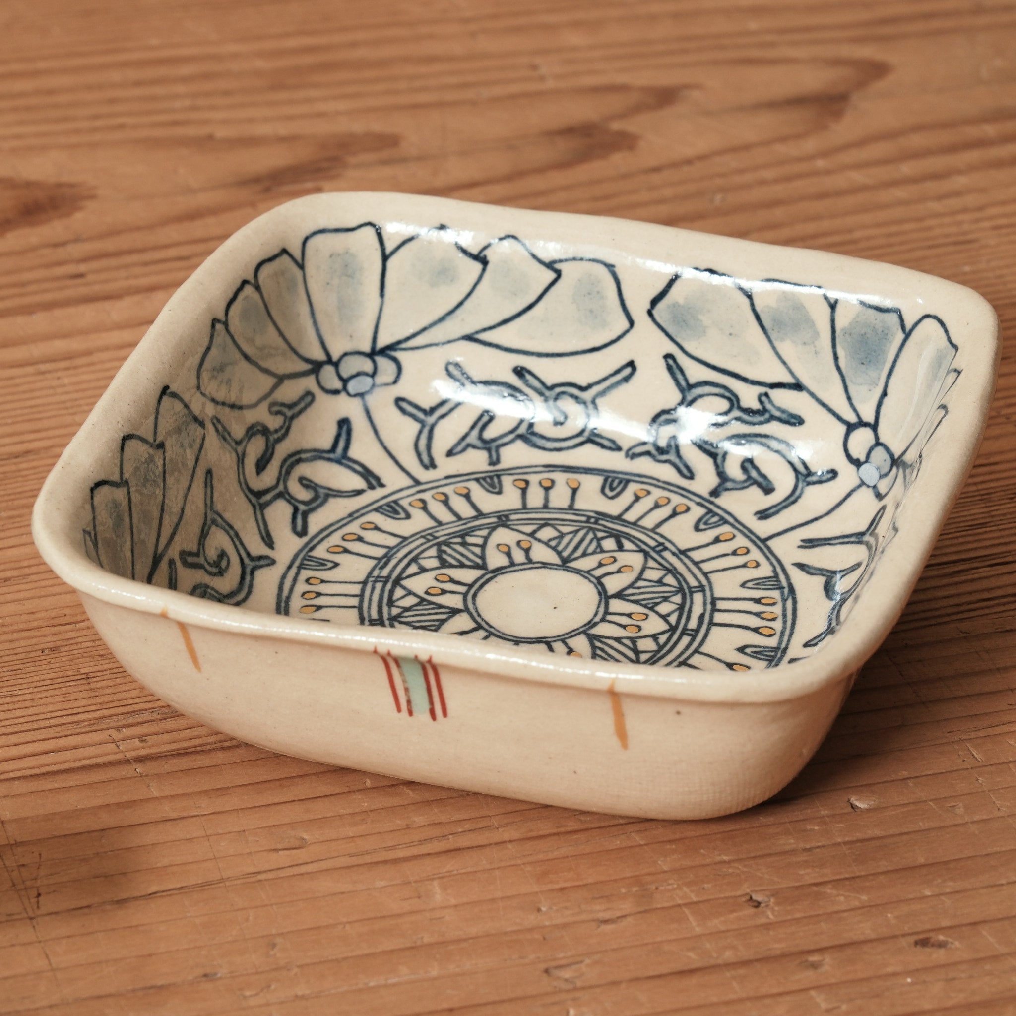 加藤 喜道 ] 絵付け □小鉢 幅約11.5cm 赤絵・金彩 A – 菜じみ-najimi