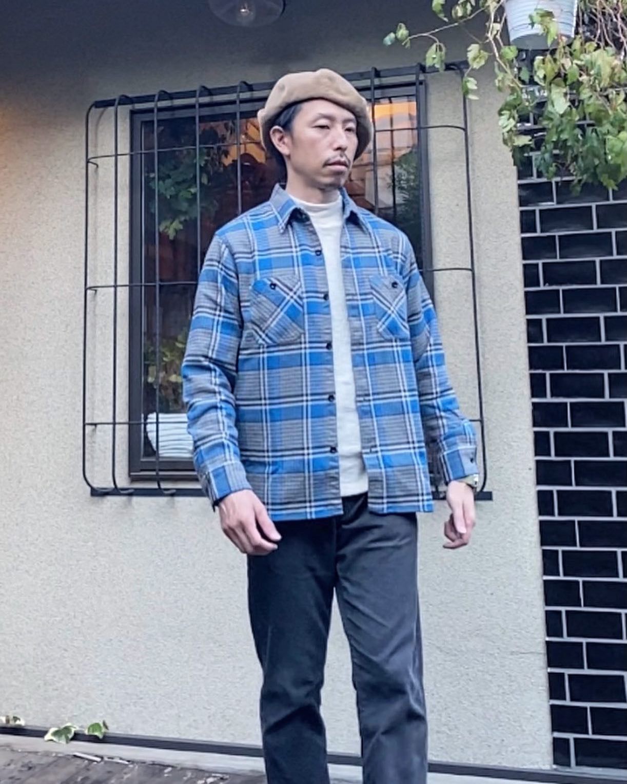 SUGAR CANE - TWILL CHECK L/S WORK SHIRT / ヘビーネルワークシャツ