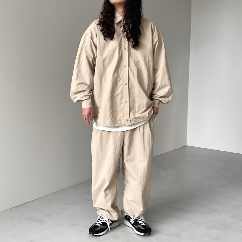 loose silhouette nylon shirt set up / beige（ルーズシルエット