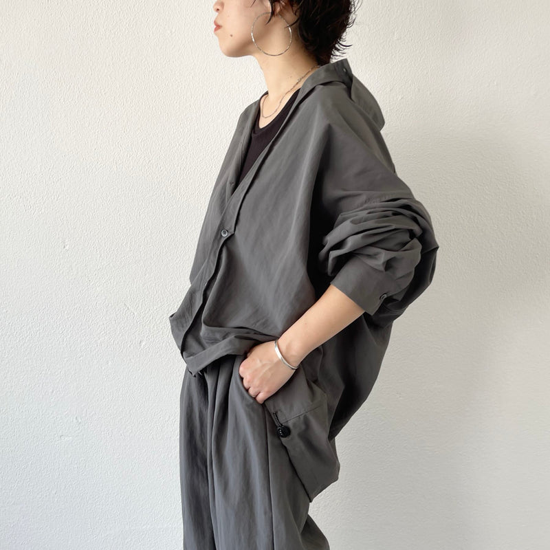 loose silhouette nylon shirt set up / charcoal（ルーズシルエット