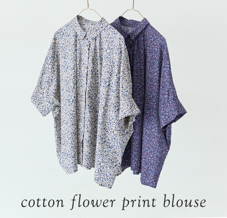 さらりと涼しくふわりと華やか【 &yarn 】コットン花柄ブラウス