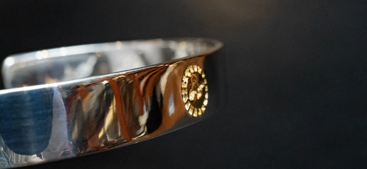 HIDEO MOTOIKE BG-04 K24イーグルスタンプ付平打ちバングル