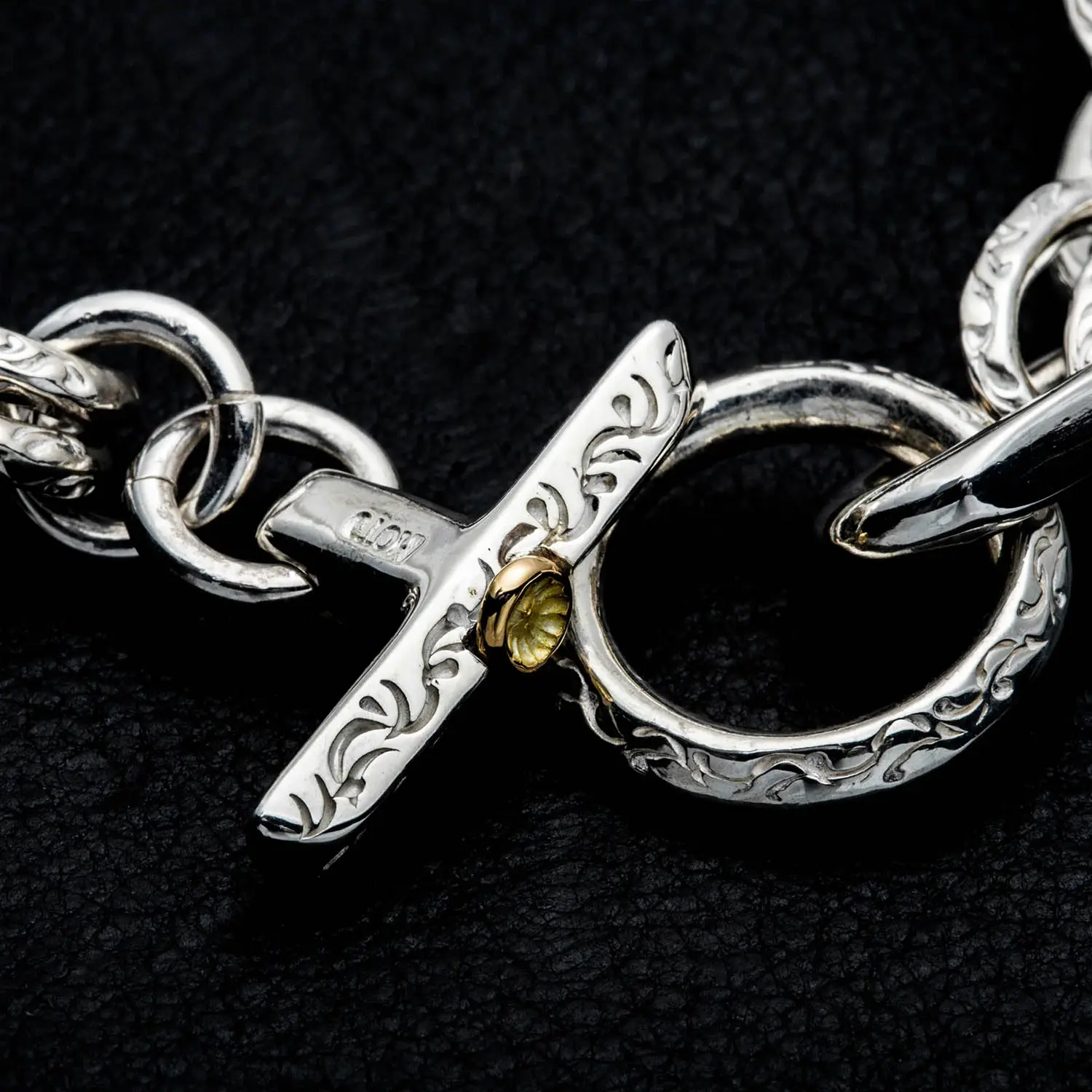 HIDEO MOTOIKE K18メタル付ウエダハンドメイドチェーンブレスレット