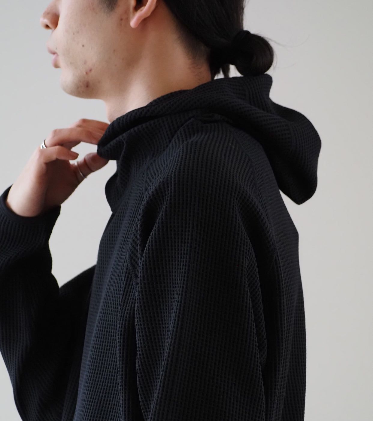 Goldwin ワッフル ライト ロング スリーブ フーディー , Black – Navyblue