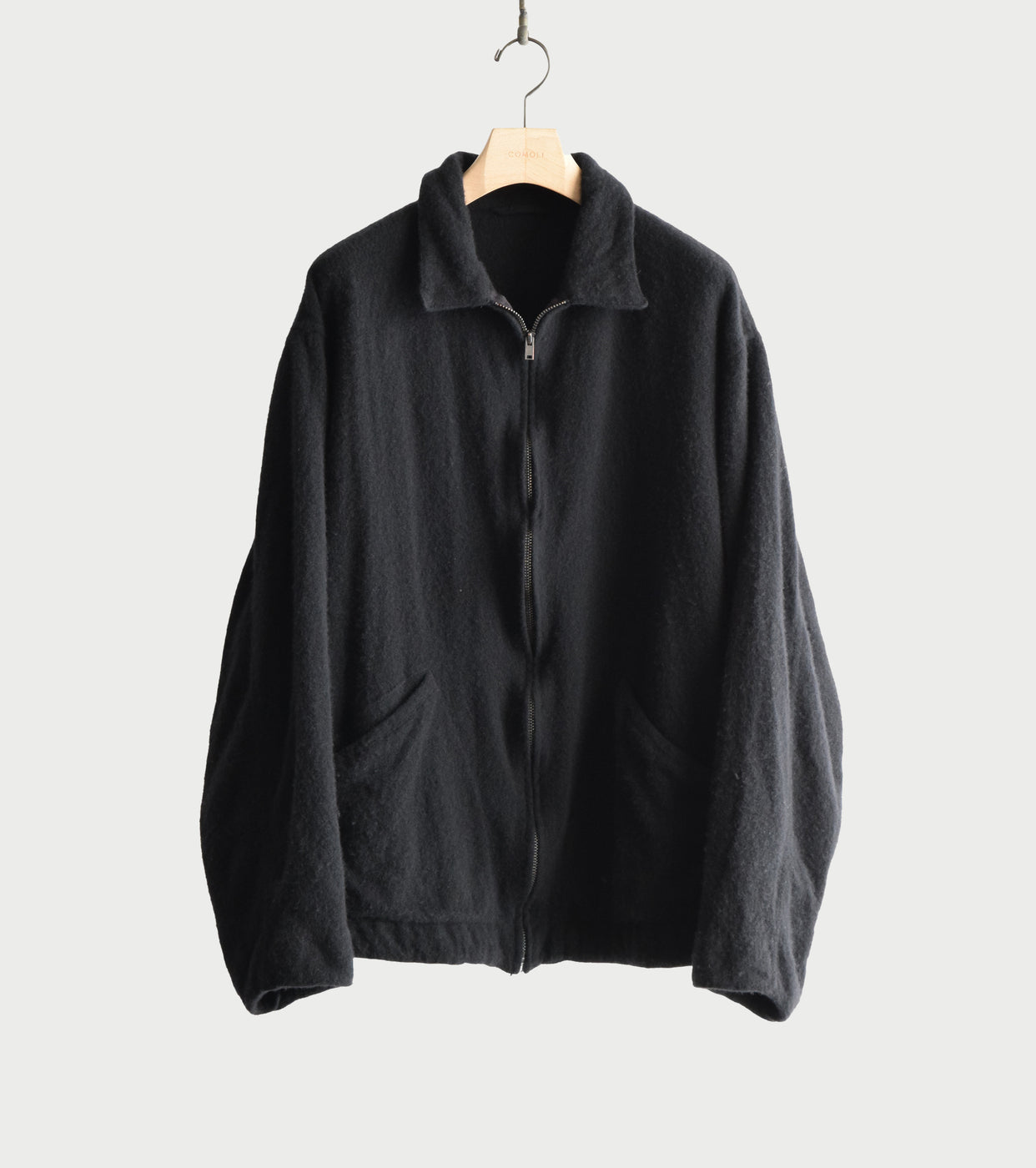 COMOLI Felted Wool Zip Short Jacket , Black – Navyblue