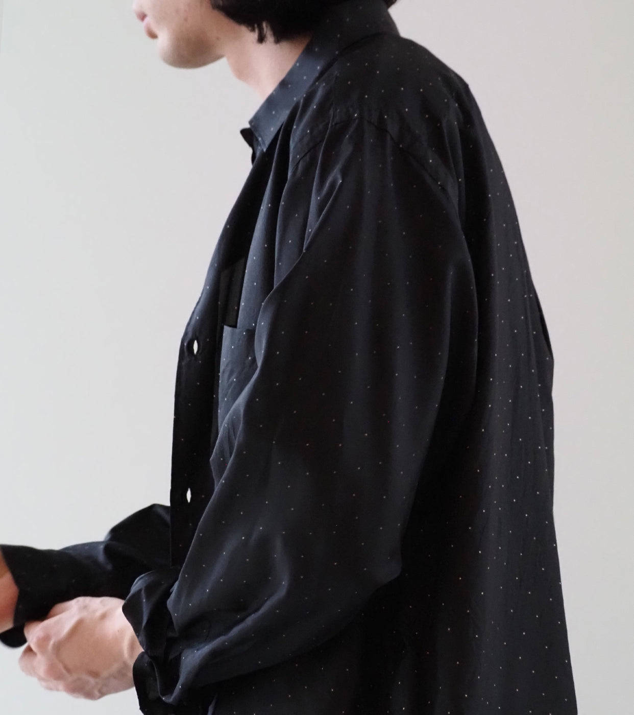 COMOLI シルク ドット コモリ シャツ, Dot – Navyblue