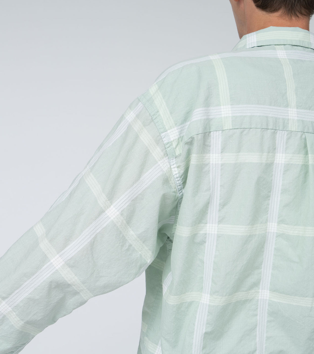 nanamica パラカ チェック シャツ, Coral Green – Navyblue